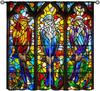 Flower Stained Glass Curtains,Beautiful Nature Scenery Roses Petals Art Symmetry Vintage Decor Rod Pocket Window Treatments for