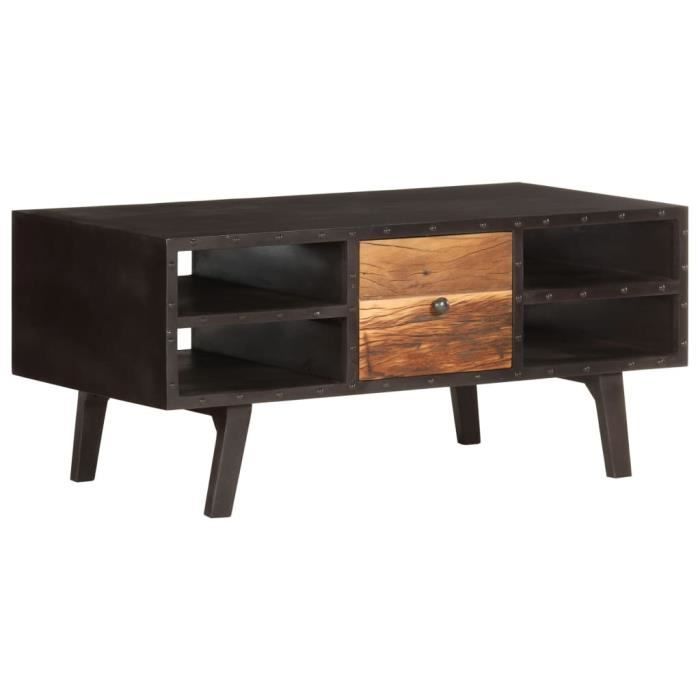 Table basse - VIDAXL - Bois de récupération massif - Noir - Vintage - Salon