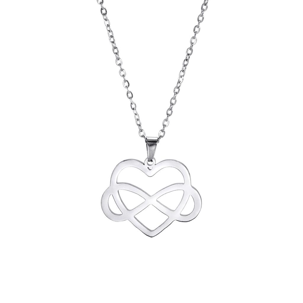 Minimalist Hollow-Out Infinity Heart Pendant Titanium Steel Necklace