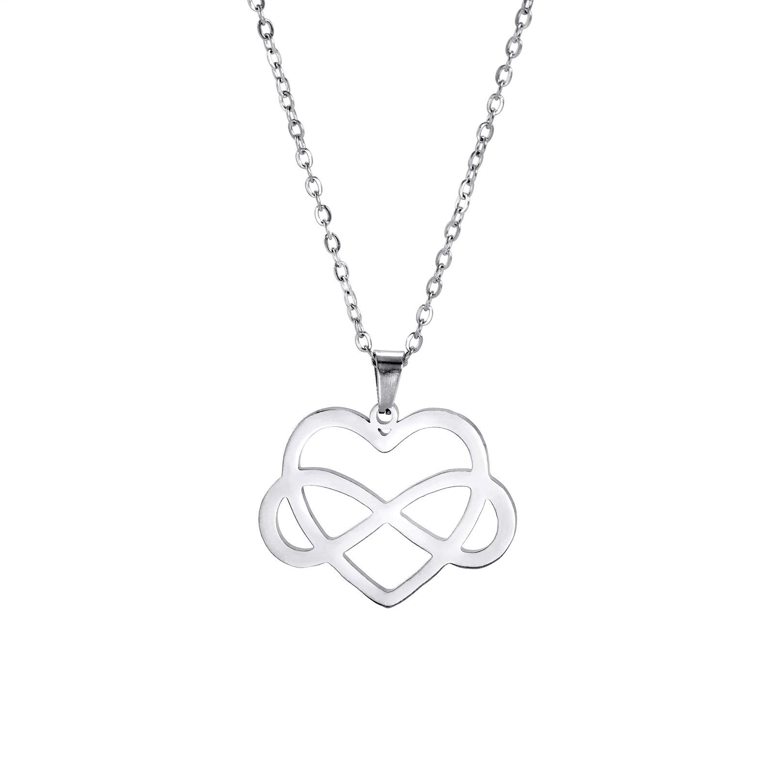 Minimalist Hollow-Out Infinity Heart Pendant Titanium Steel Necklace