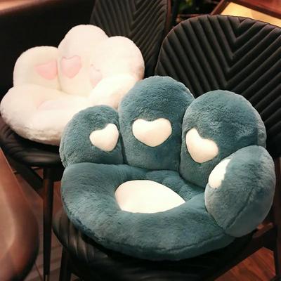 Lovely Plush Cat Paw Seat Cushion Soft Comfortable Plush Waist Support Chair Cushion Cute Office Chair Cushion Birthday Present