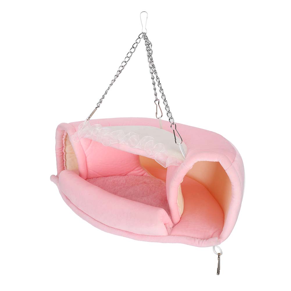 Small Pet Hanging Tunnel Bed Soft Winter Warm House Hammock Cage for Hamster Squirrels S