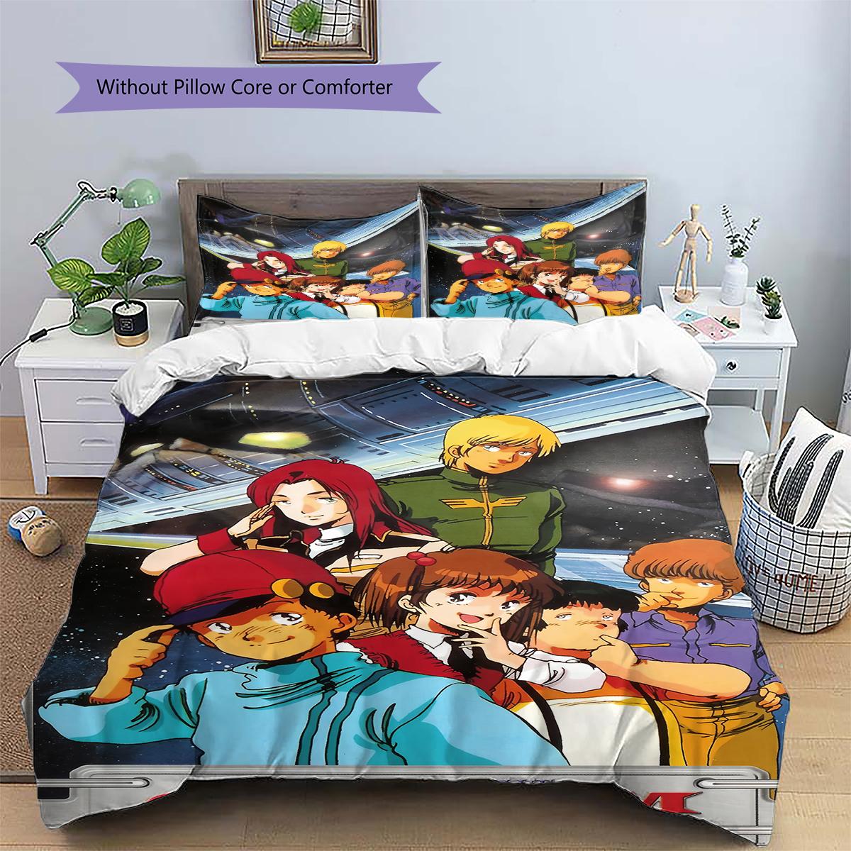 

Mobile Suit Gundam Retro Anime Bedding Set Duvet Cover Pillowcase No Filler, Soft Home Bedroom Decor, Perfect Gift for Fans.chl 135x200cm