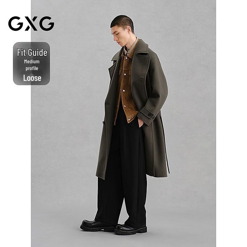 GXG Men's Wool Blend Double-Breasted Longline Coat