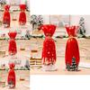 Christmas Decor Red Snowflake Bottle Cover With Plush Design For Holiday Party Scene