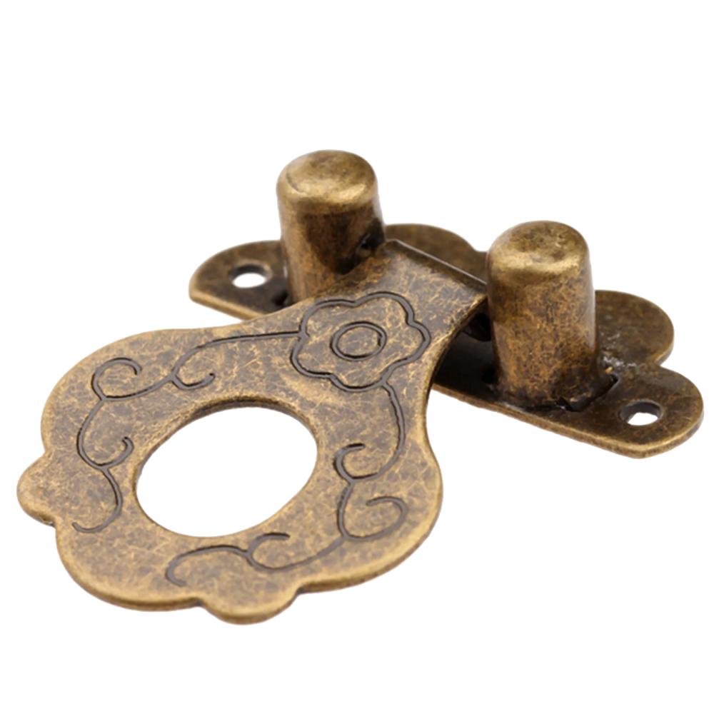 4pcs Antique Bronze Hasps Lock Decorative Jewelry Wood Box Padlock with Screw