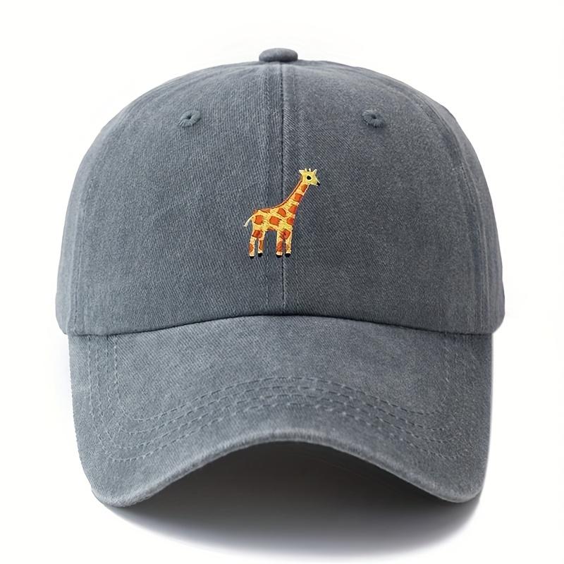 A Unisex Fashionable and Versatile Baseball Cap with Giraffe Featuring a Classic Vintage Washed Outdoor Lightweight Curved Brim