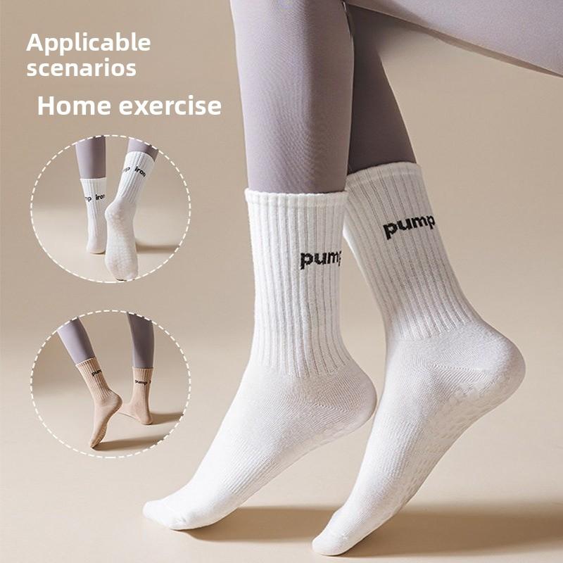 Yoga Socks Women's Mid-length Pure Cotton Silicone Anti-slip Indoor Pilates Fitness Sports Socks for Adults Floor Socks