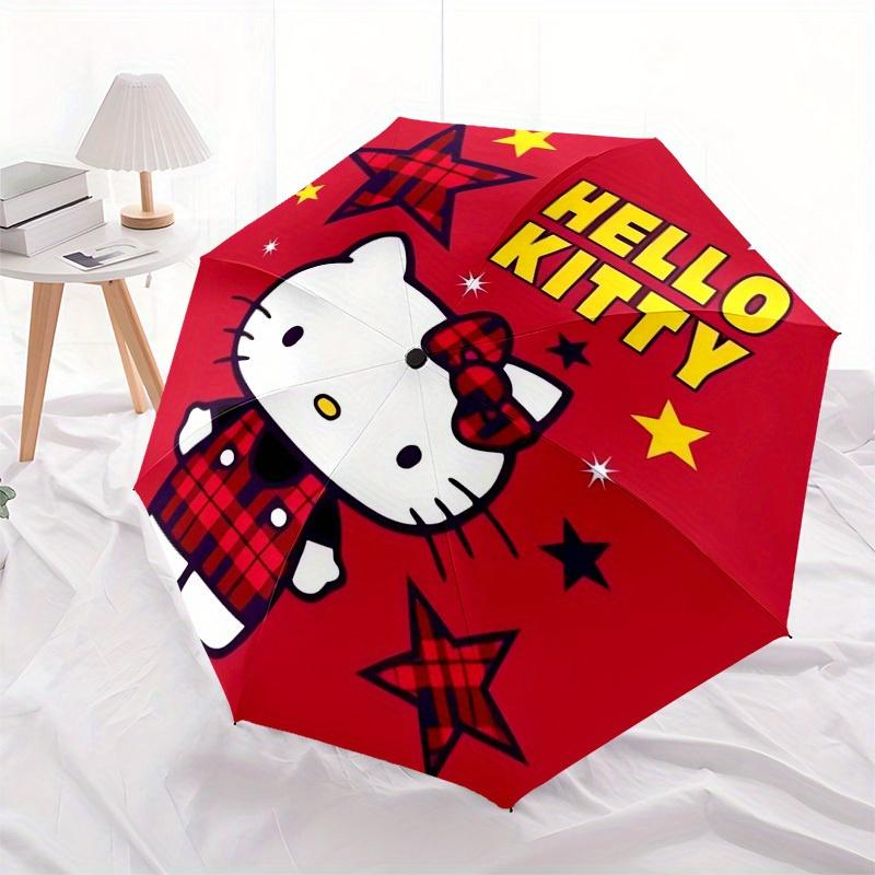 1pc Hello Kitty Plaid Stars Umbrella with Plastic Handle,Suitable for All Seasons Home Travel Outdoor UmbrellaSanlio378