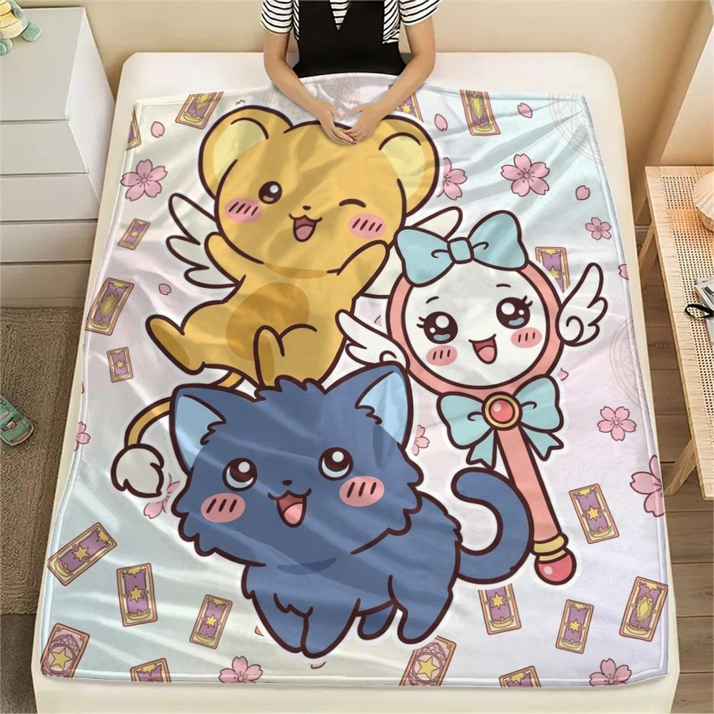 1PC Cardcaptor Sakura Patterned Flannel Blanket Suitable For All Seasons For Home Decor Warmth And Comfort Gifts Holiday Present