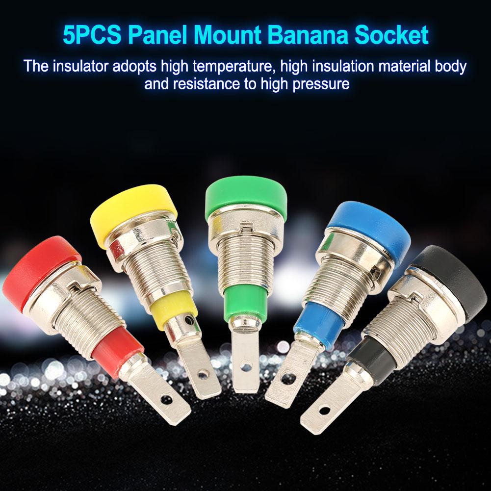 

5PCS Mixed Color Banana Socket 2.0mm Jack for Panel Mounting Test Probes