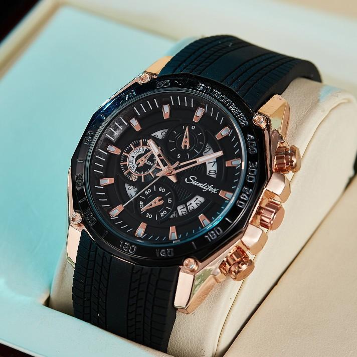 Fashion Decoration Silicone Sports Alloy Men'S Watch Hollow Calendar Quartz Watch