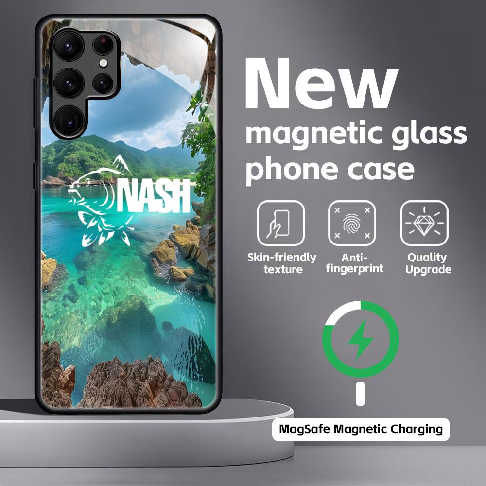 Fashion N-nasH Fishing Brand Phone Case For Samsung S26 S25 S24 S23 S22 S21 Plus Ultra Note20 Glass Magnetic Case