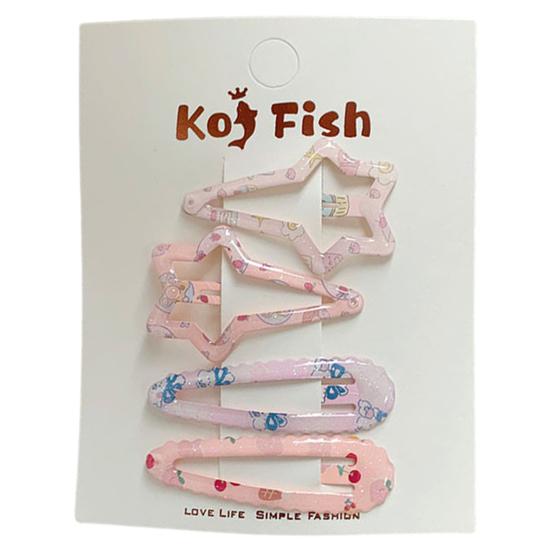 

4Pcs Girl Hairpins Childlike Pattern Fish Bone Geometry Shape Strong Grip Bang Hair Pins Rounded Edges Party Hair B
