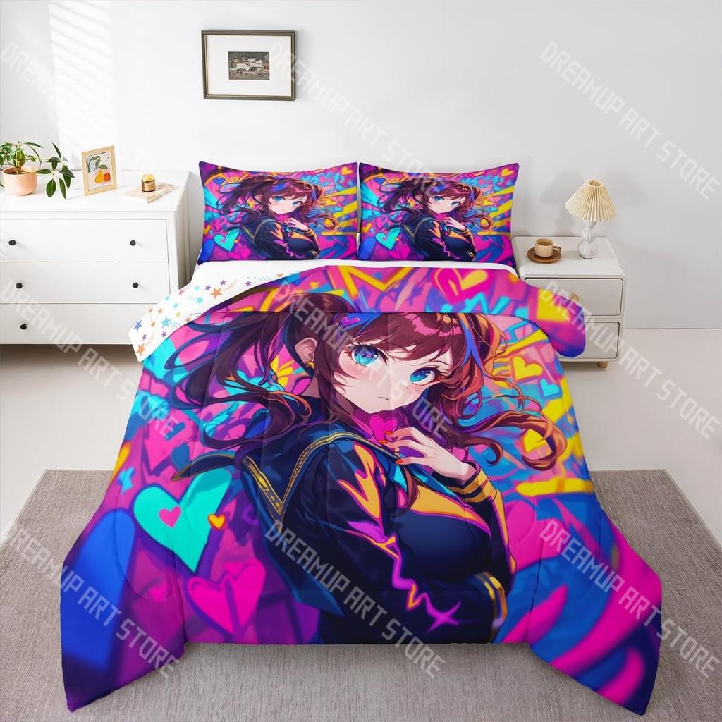 Fashion Japanese Anime Cartoon Bedding Set Single Twin Full Queen King Size Bed Set Kids Bedroom Duvetcover Sets Bed Sheet Set