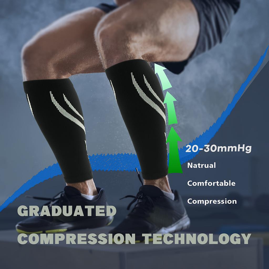 1 Pair Calf Compression Sleeves for Men & Women (20-30 mmHg), Leg Compression Sleeve Footless Compression Socks