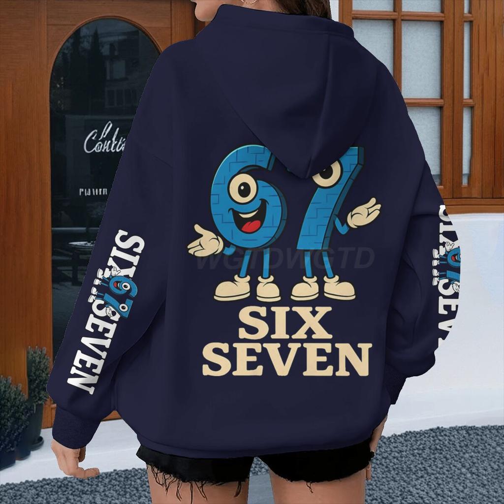Men Women Meme Six Seven Hoodies Vintage Long Sleeve 67 Theme Streetwear Loose Six Seven Fun Couple Hoodie
