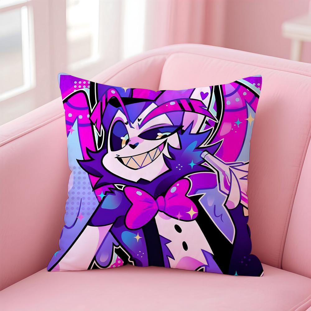 H-Hazbin H-Hotel Anime Cushion Cover Home & Car Multi-Scene Pillow Cover - Reversible, Soft & Durable for Daily Use