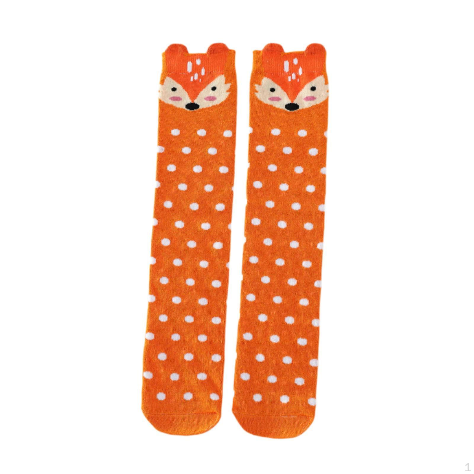 

1 пара детских носков для девочек до колена, повседневные, с изображением животных, хлопок Fox