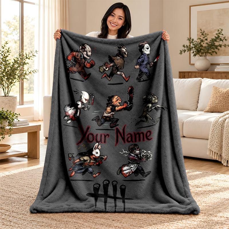 Dead by Daylight Custom Name Fleece Blanket Personalized Soft Cozy Throw Blanket Customized Gift for Birthday Christmas