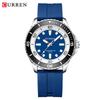 CURREN Men's Fashion Quartz Watch Outdoor Large Dial Luminous Waterproof Silicone Strap Sport Wristwatch
