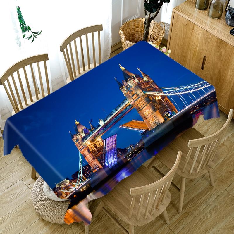 Prosperous City Pattern High -Rise Building Tablecloth Thicken Cotton Rectangular /Round Table Cloth For Wedding Picnic Party
