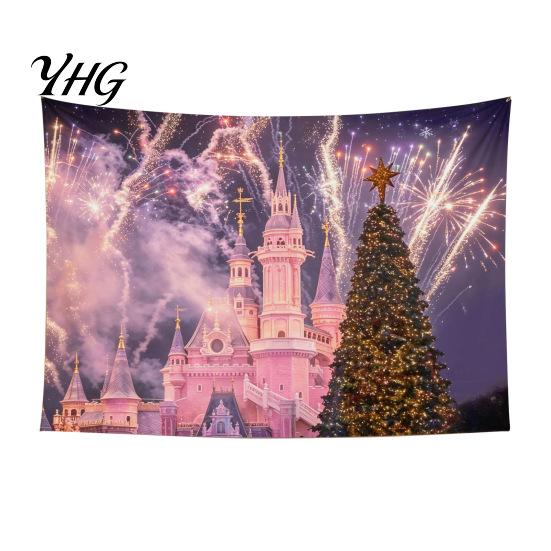 Festive Home Decor Tapestry Christmas Tapestry, Winter Snow Scene Backdrop, Xmas Tree Fireplace Decorative Fabric for Wall Hanging Bedroom Living Room