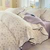 Bubble Cotton Fresh Floral Lace Bedding Set - 4-Piece Soft Duvet Cover & Sheet