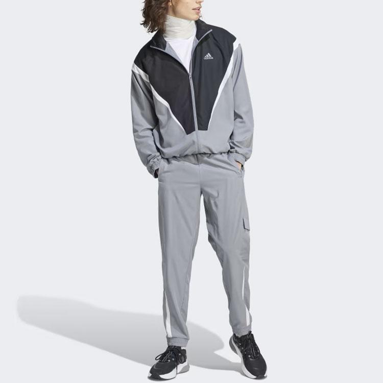 Adidas Sportswear Color Block Stand Collar Long Sleeve Jacket And Cuffed Jogger Set Men Activewear IJ6072