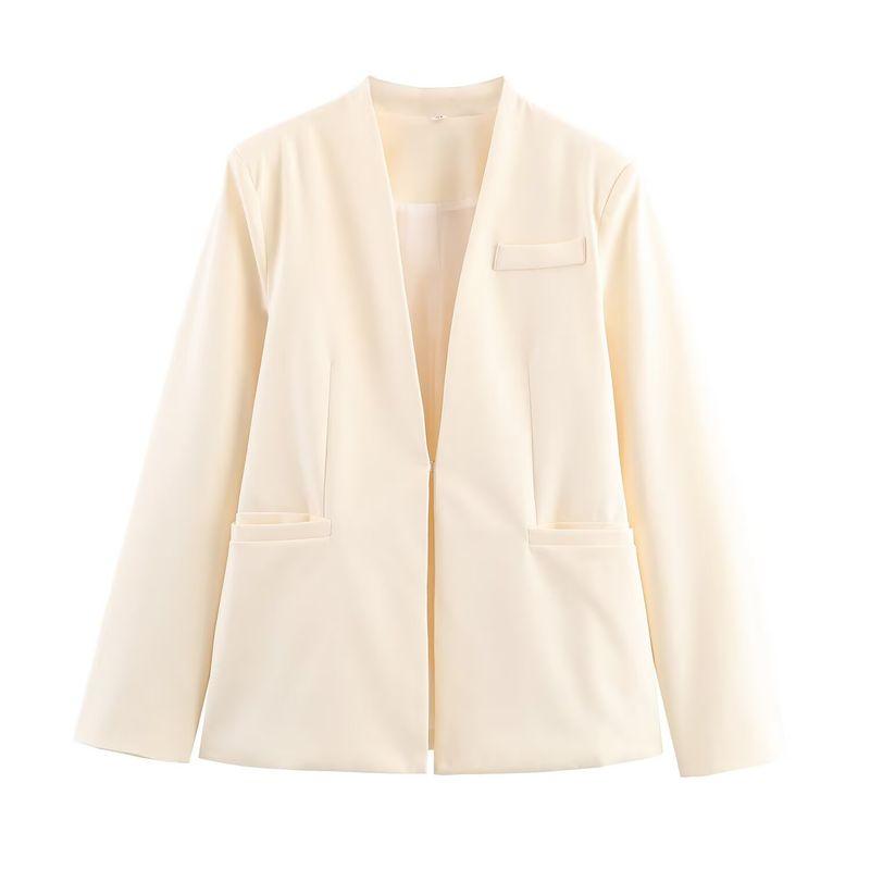 Za New Fall Women's Clothing 2025 Fashion Wind Fashion without Lapel Slim-Fit Figure Flattering Suit Outwear 8135701