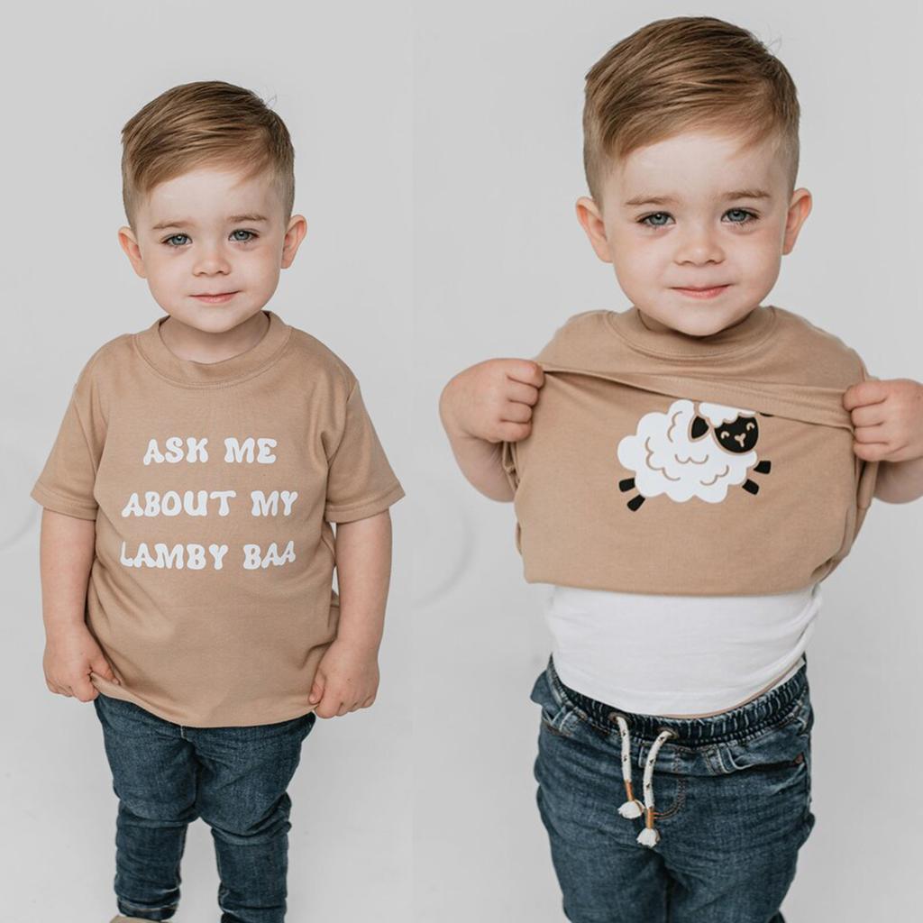 Baby Boy T-Shirt Ask Me About My Moo Cow Little Cowboy Cotton Kids T Shirts Toddler Summer Dinos Funny Tee