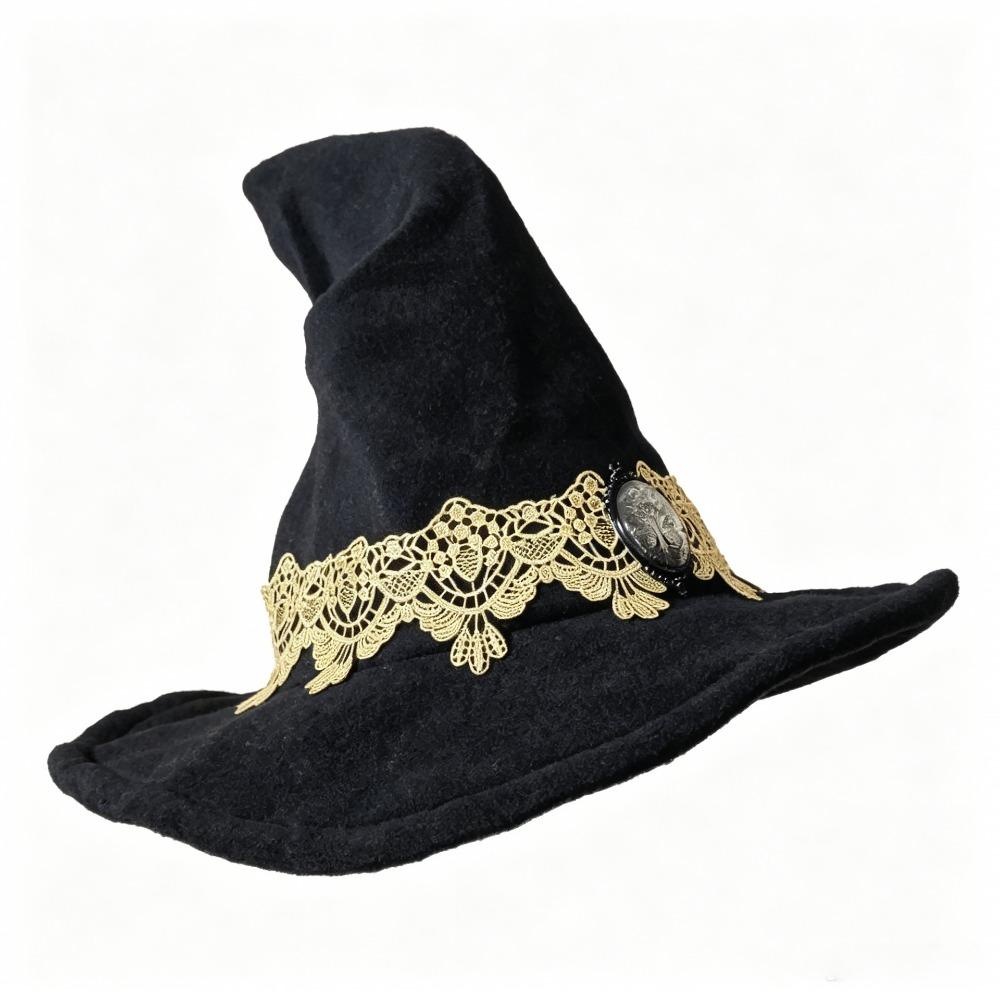 Tree Of Life Badge Wizard Hat Lace Trim Wizard Cap Vintage Halloween Hat Cosplay Party