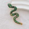 Ins Three-dimensional Green Embossed Snake Pattern Gothic Gold Decorative Brooch