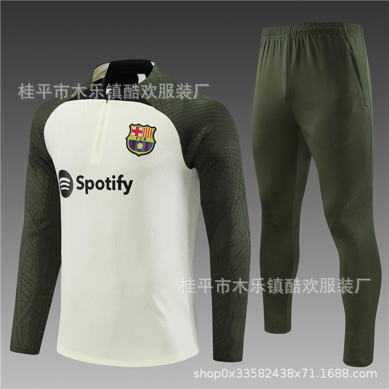 26/27 Barcelona Half-Zip Training Suit Men Women Sports Fitness Running Soccer Tracksuit