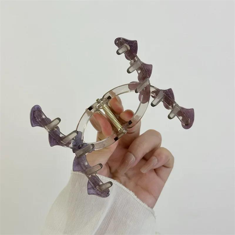 Korean Heart Hair Claw Clip Acrylic Transparent Jelly Love Grab Clip Hair Crab For Women Girls Summer Headdress Accessories