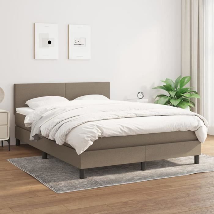 VidaXL Lit à sommier tapissier avec matelas Taupe 140x190 cm Tissu 3139893