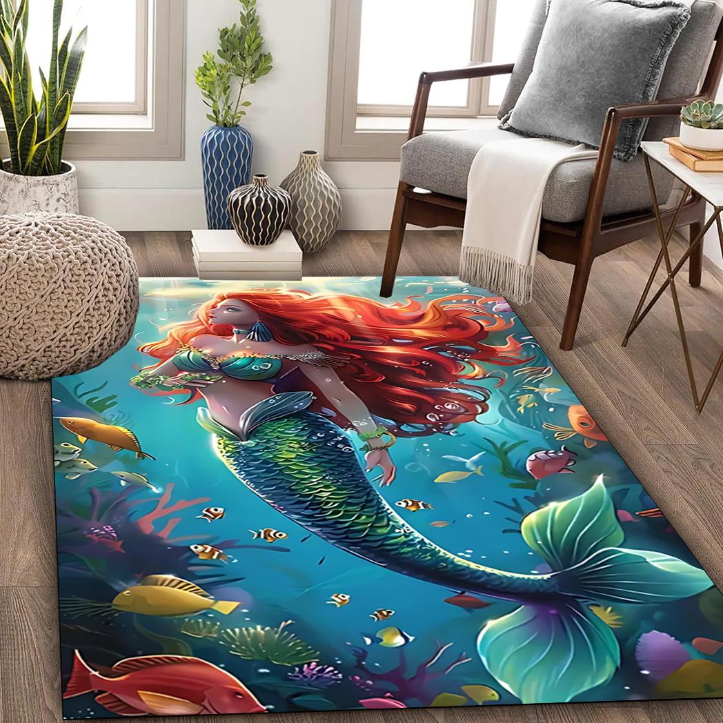 

Mermaid Rug - Washable Polyester Mat, Machine Made, Suitable for Living Room, Bedroom, Indoor Use, Camping, Outdoor Decoration 60x90(23x35in)