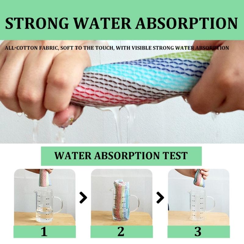 4Pcs Soft Absorbent Cotton Kitchens Towels Quick Drying Dishwashing Cloths Cleaning Rag For Glassware Surfaces