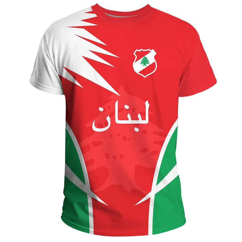 Libanon-Flagge Herren-T-Shirt mit Wald-Camouflage-Print, libanesisches Emblem, Sommerstraße, übergroße Mode, kurzärmelige Oberteile