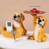 Creative Dog Statue Storage Tray Cute Dog Key Candy Snack Storage Plate Animal Sculpture Ornaments Office Tabletop Decor