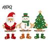 Tiered Tray Christmas Decor 3Pcs 2D Wooden Hanging Ornaments Cartoon Santa Snowman Tree Figurines Indoor Seasonal Table with Leg Design Holiday