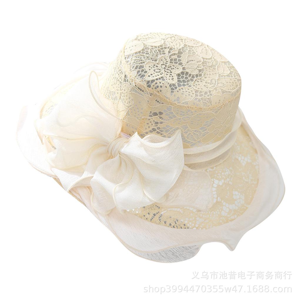 Women's organza printed mesh sun hat summer breathable big edge cool hat fashionable versatile beach sun hat