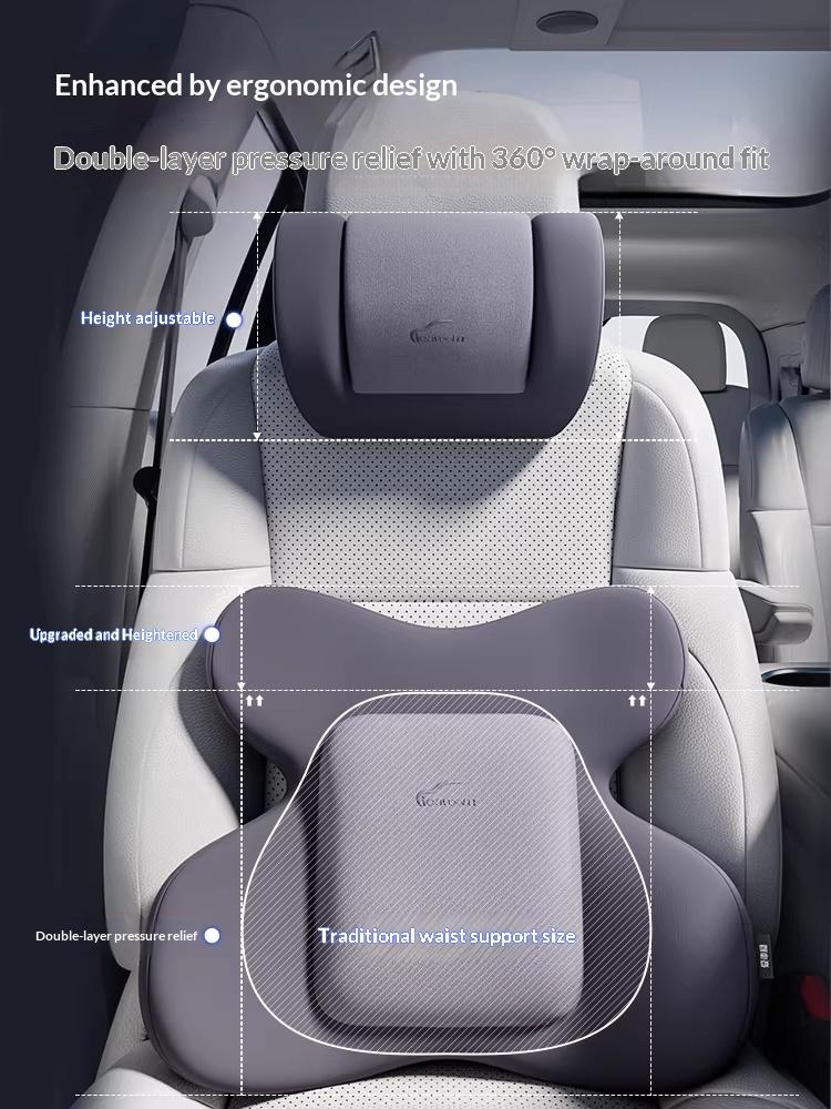 Space Cotton Car Driving Pillow Set Ergonomic Neck Waist Support Cushion Comfortable Headrest for Vehicle Seat