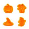 Vier 3D Cartoon Ausstechformen, Halloween Fondantformen und 3D Ausstechformen mit Federmechanismus.