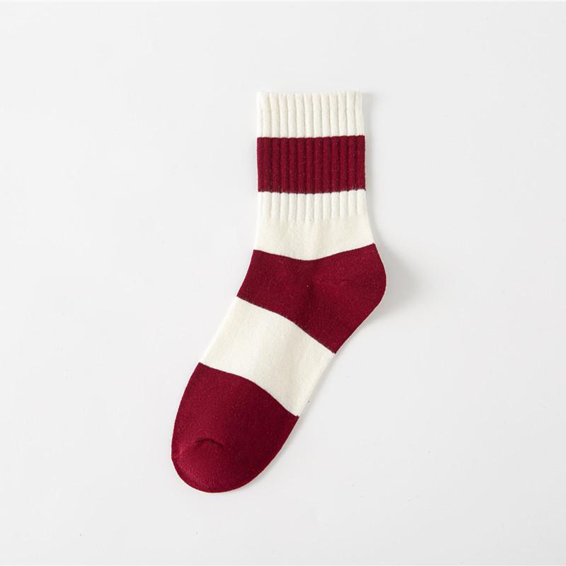 

Женские модные носки Ankola: Мода осень/зима, с красным бантом, средней длины, с высокими манжетами, в полоску. One Size