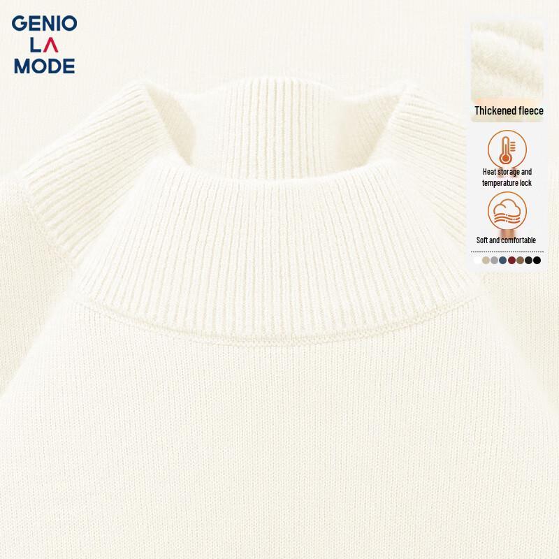 GENIOLAMODE Men's Fleece-Lined Mock Neck Knit Sweater