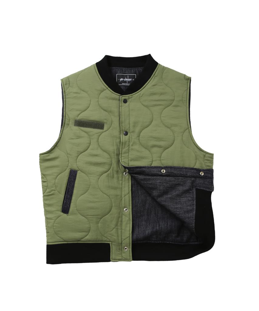 Gostreet Reversible Quilted Vest Denim/Khaki