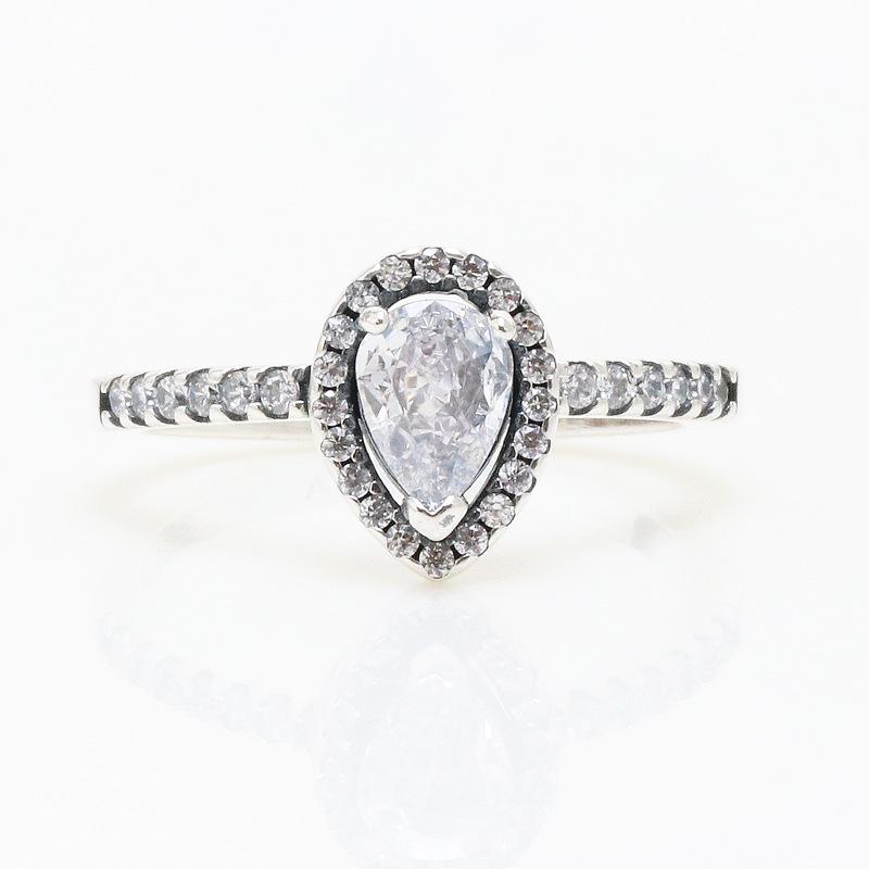 Elegant Pear-Shaped Halo Drop Diamond Ring: Light Luxury Surprise Gift