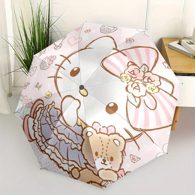 

Hello Kitty,Cute Automatic Folding Umbrella-Simple 8-Rib Design, Bright Cartoon Pattern, Durable Iron Frame, Suitable For Travel, Outdoor, B