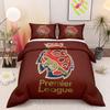 Premier League Crown Lion Cannon Crest 3 Piece Bedding Set, Maroon Gold Soccer Logo Duvet Cover Set for Football Fans Bedroom